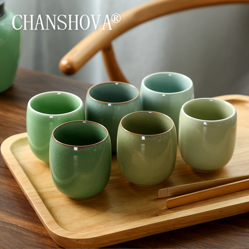 Celadon Ceramic Cup - CHANSHOVA-Juego de tazas de té de